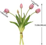 40Pcs Artificial Tulips Flowers, Soft Touch Realistic Latex Tulips Bouquet for Home Office Wedding Party Garden Decor, Fake Flowers for Dining Table Living Room Spring(Light Purple Set) - Image 2