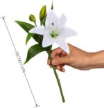 6 Bundles Artificial Tiger Lily Flowers White Touch Lilies Flower Bouquet Faux Floral Table Centerpieces Arrangement for Wedding Home Party Garden Office Decor (White) - Image 2