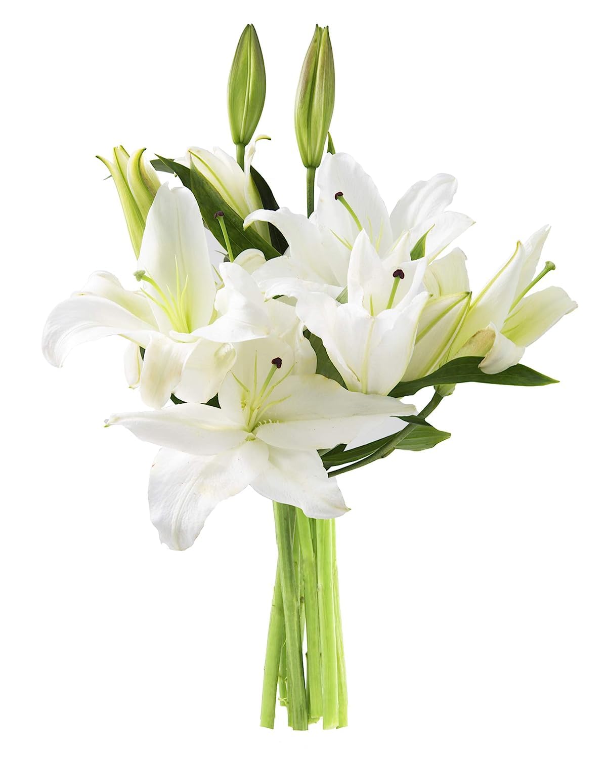 Version 1.0.0 5 White Oriental Lily Bouquet, Flowers for Valentine, Mother's Day - Image 1