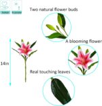 6Pcs Tiger Lily Artificial Flowers Real Touch Fake Lilies with Stems Faux Lilies Bouquet for Wedding Floral Arrangements Easter Home Table Centerpiece Office Decor(Pink - Image 2