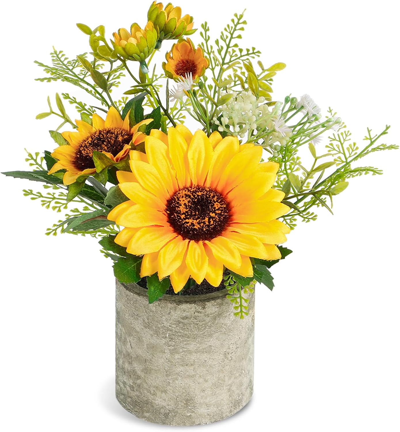 717Vlj3bQzL._AC_SL1500_.jpg Sunflower Artificial Flowers Pot, Sunflower Decor, Yellow Fake Flower in Pots, for Home Bathroom Kitchen - Image 1