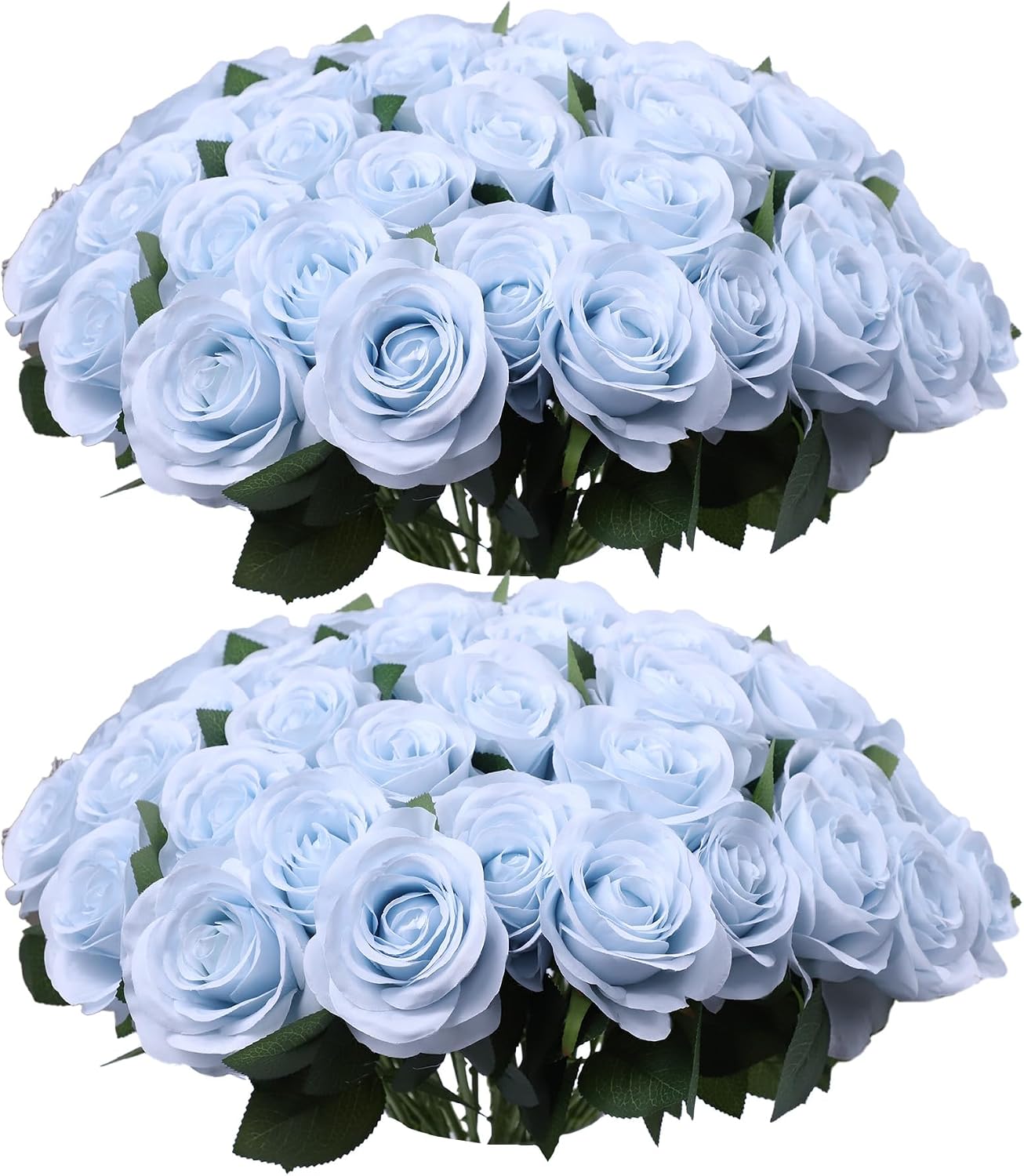 71VIcRZkWQL._AC_SL1500_.jpg 52pcs Light Blue Roses Artificial Flowers Fake Flowers Silk Roses with Stems for DIY Wedding Bouquets Bridal Shower Centerpieces Arrangements Party Decorations - Image 1