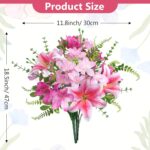 10 Pcs 18.5" Pink Fake Lilies Silk Easter Lily Artificial Flowers Pink Flower Bouquet Fake Spring Flowers Summer Floral Arrangements for Home Kitchen Wedding Table Centerpieces Decorations - Image 2
