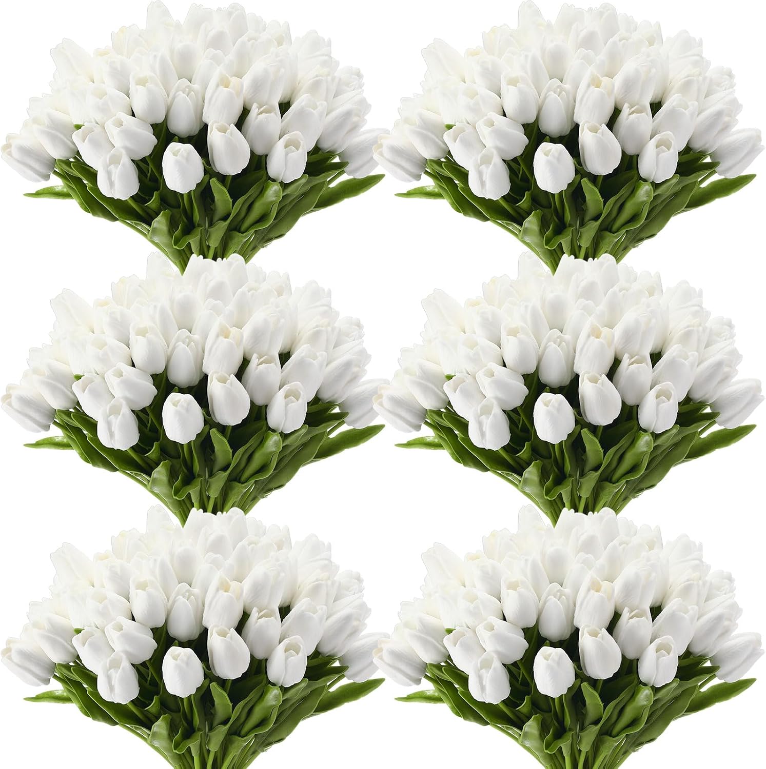 71jgZOORNdL._AC_SL1500_.jpg 60pcs Artificial Tulip Flowers Fake PU Tulips Faux Latex Bouquet Flower Centerpieces Arrangement Floral for Wedding Spring Decorations (1 Head,White) - Image 1