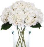 6pcs White Hydrangea Artificial Flowers Silk Fake Hydrangeas Faux Hydrangea Flowers with Stems for Wedding Bouquets Arrangement Home Table Centerpieces Baby Shower Party Decoration