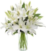 10 White Lily Bouquet, Flowers for Valentine, Mother's Day