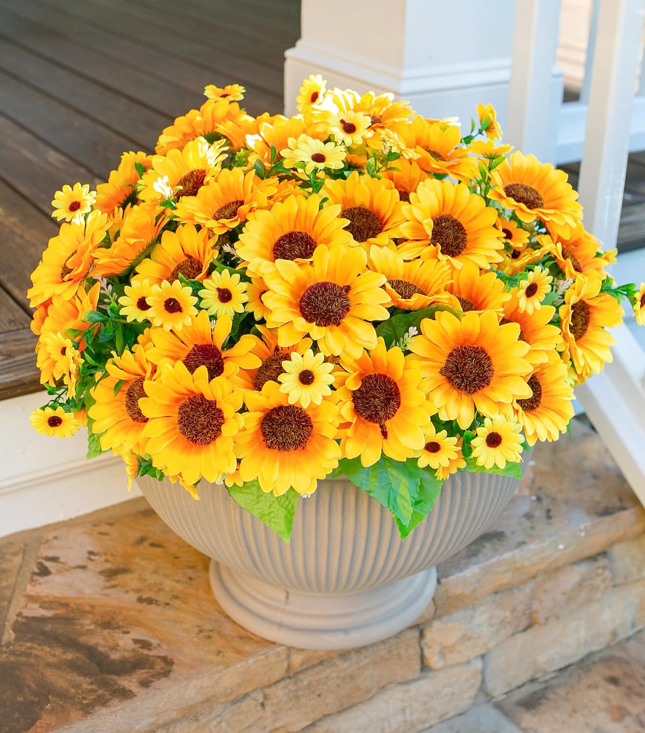 81pBYwyz1TL._AC_SL1500_.jpg Sunflowers Artificial Flowers, 10 Bunches Fake Sunflower Artificial Flowers for Outdoors Spring Summer Decoration Look Real UV Resistant Fake Flowers for Home Porch Garden Wedding Party Office Indoor - Image 1