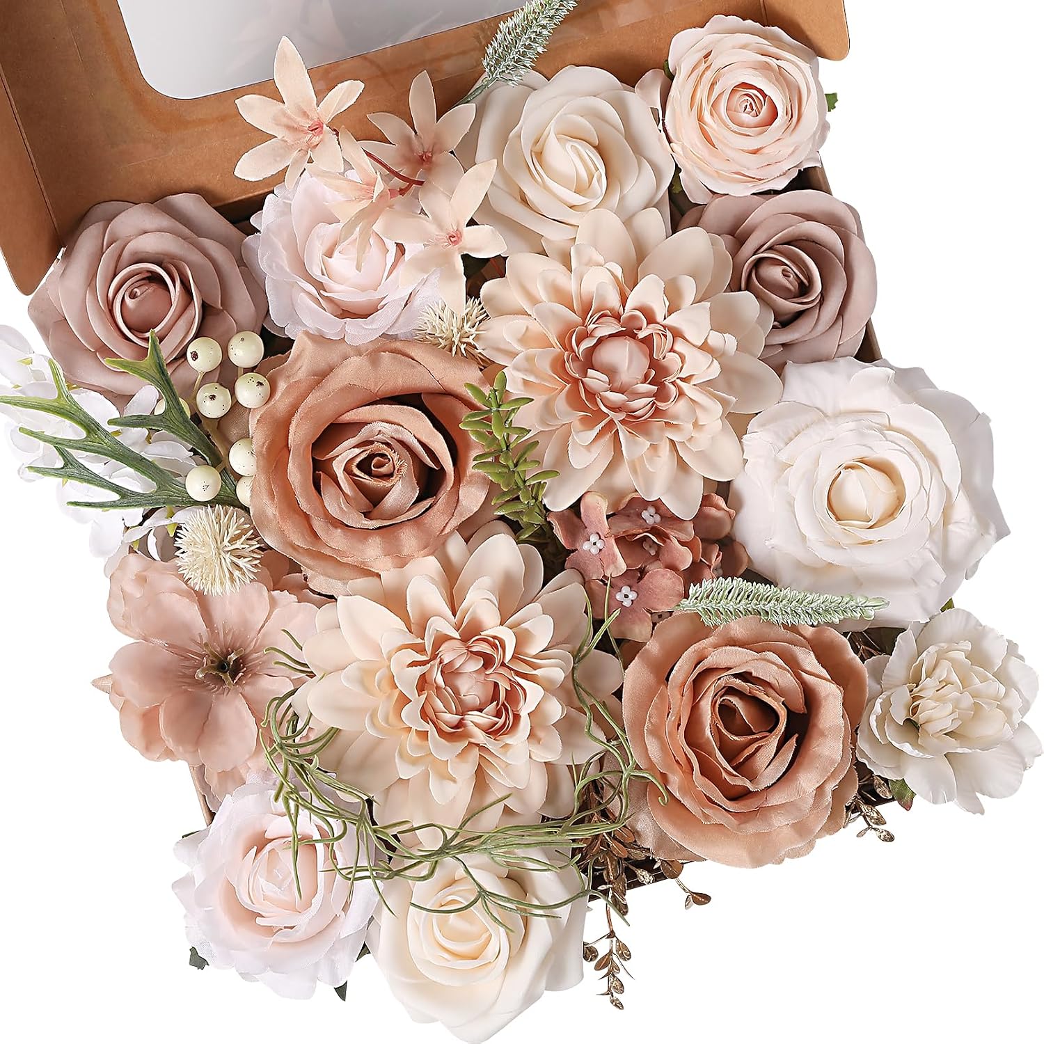 81rmouAHpDL._AC_SL1500_.jpg Artificial Flowers Fake Rose Flowers Dahlia with Stems for DIY Wedding Bridal Bouquets, Baby Shower, Floral Arrangement, Table Centerpieces, Home Decorations - Image 1
